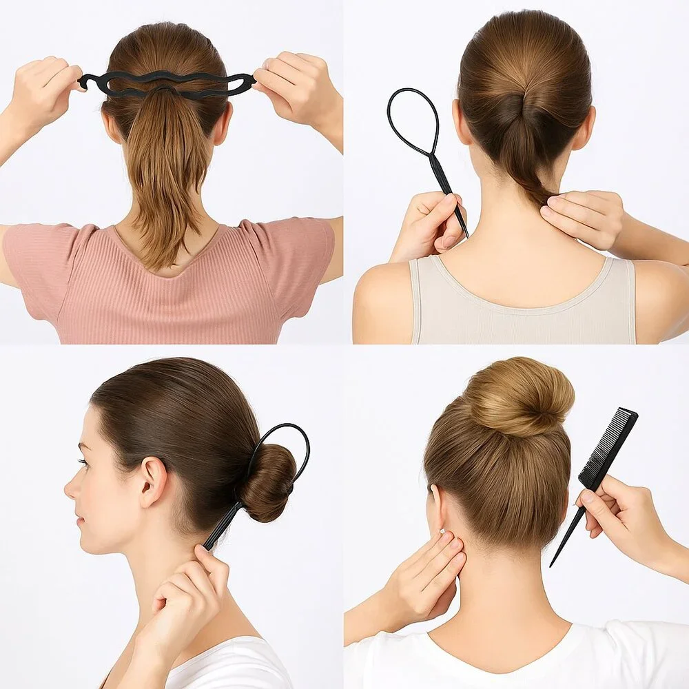 Professional Hair Styling Tools 4 Pcs Set Ponytail Bun Braids Beauty Accessories